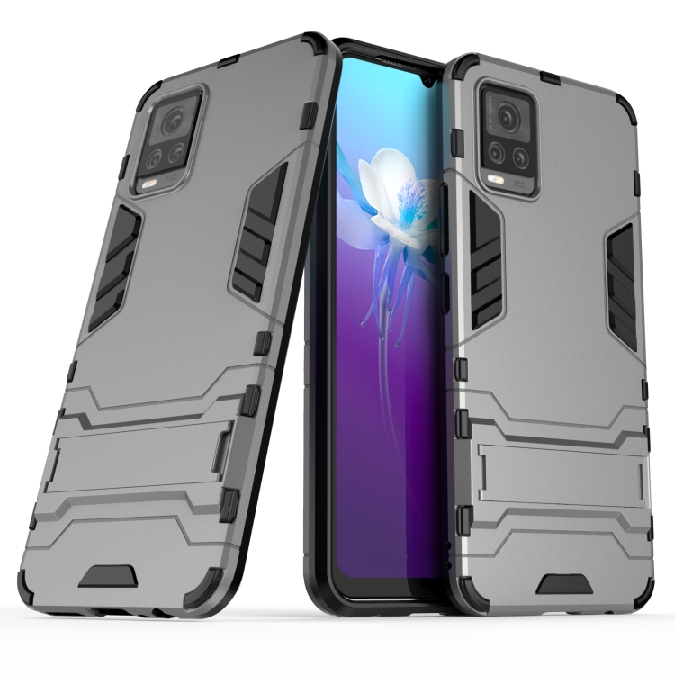 

For vivo V20 PC + TPU Shockproof Protective Case with Holder(Grey)