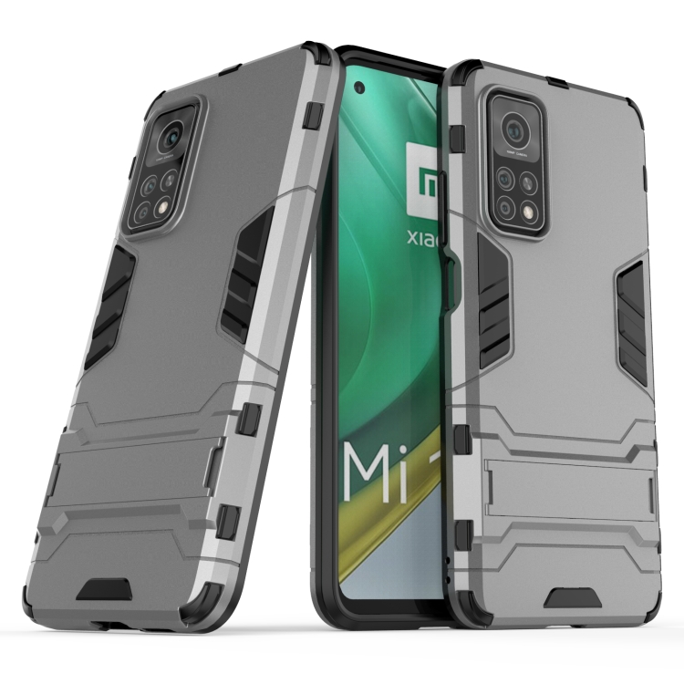 

For Xiaomi MI 10T Pro PC + TPU Shockproof Protective Case with Holder(Grey)
