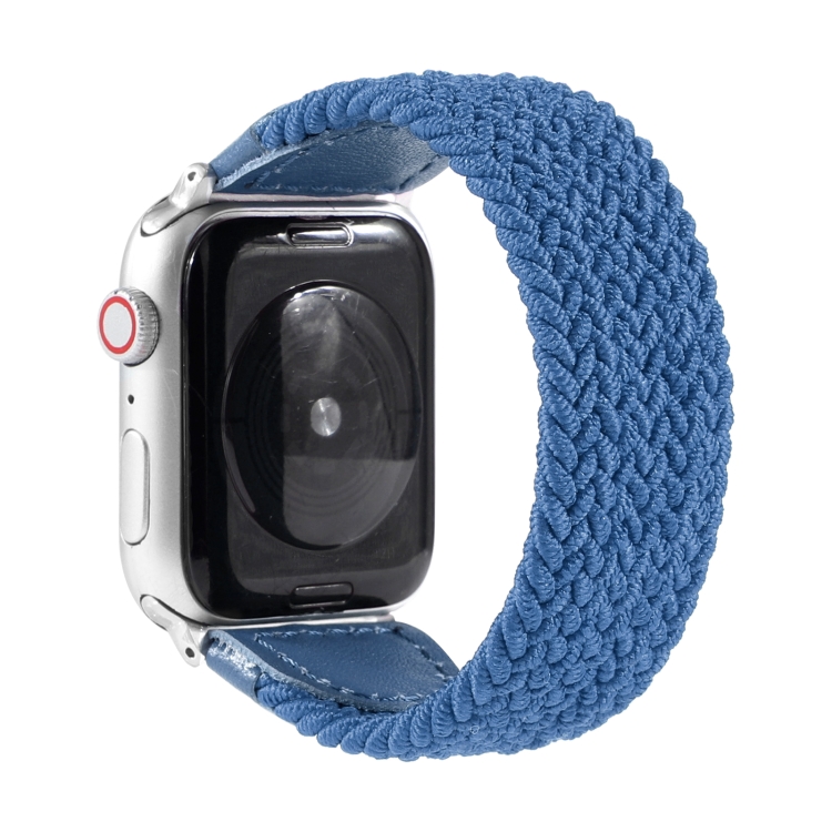 

Nylon + Leather Braided Watchband For Apple Watch Series 6 & SE & 5 & 4 44mm / 3 & 2 & 1 42mm, Size:S(Blue)