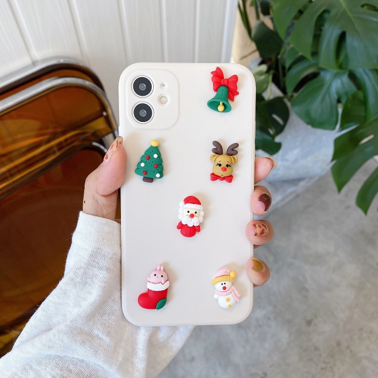 

Christmas Series Cartoons Pattern Frosting TPU Rubik Cube Straight Border Protective Case For iPhone 11(White)