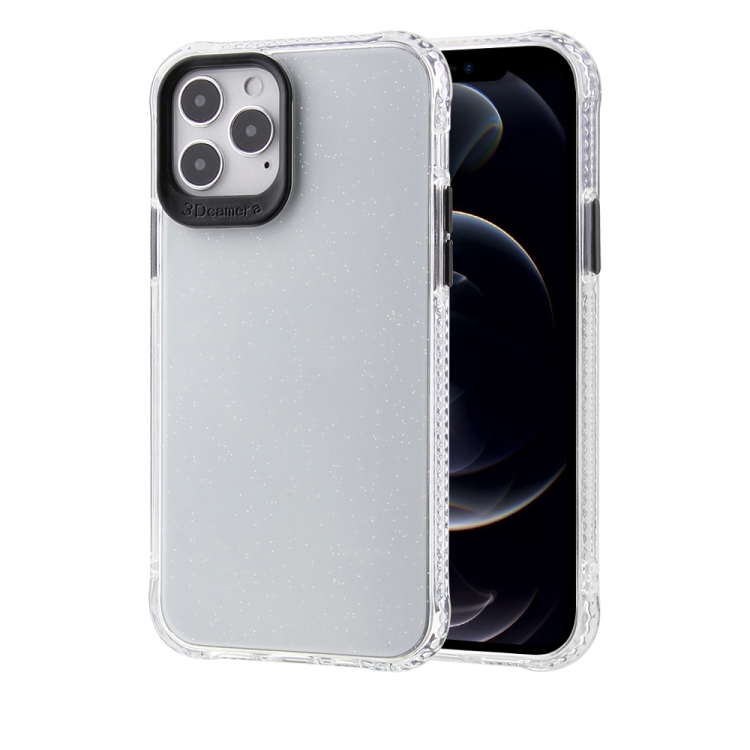 

Transparent Glitter Powder TPU + PC Case with Detachable Buttons For iPhone 12 mini(Black)