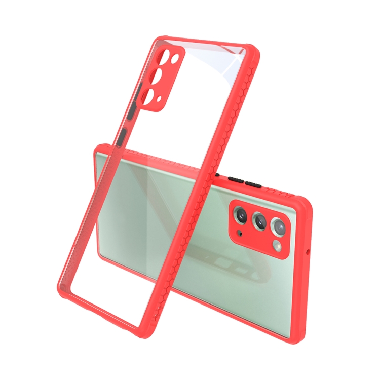 

For Samsung Galaxy Note20 Tire Side Texture Contrast Button Shockproof PC + TPU Phone Protective Case(Red)