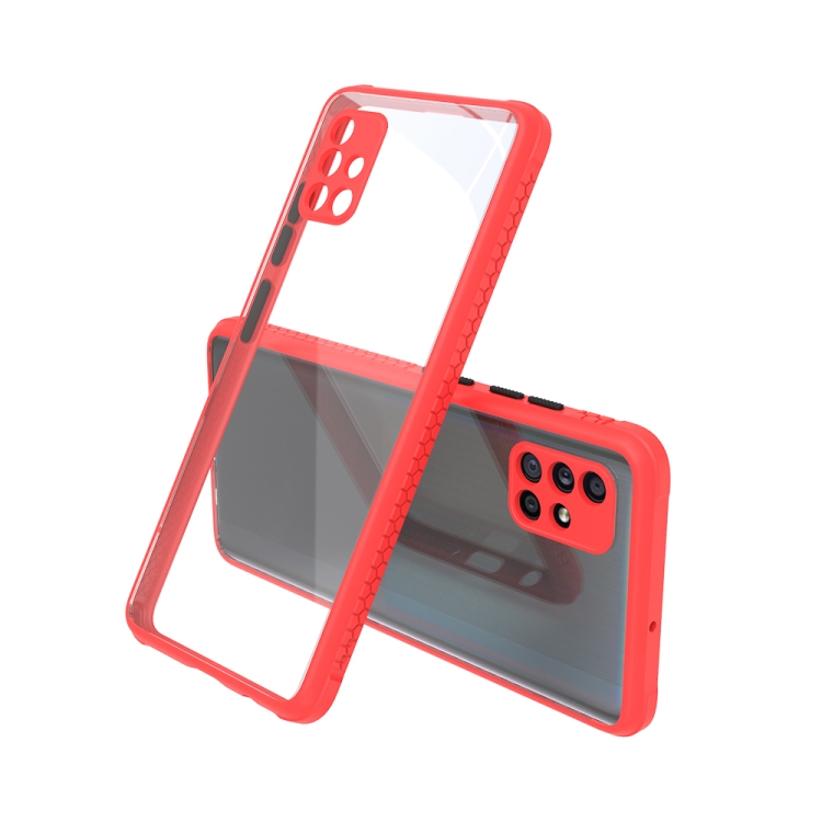 

For Samsung Galaxy A71 Tire Side Texture Contrast Button Shockproof PC + TPU Phone Protective Case(Red)