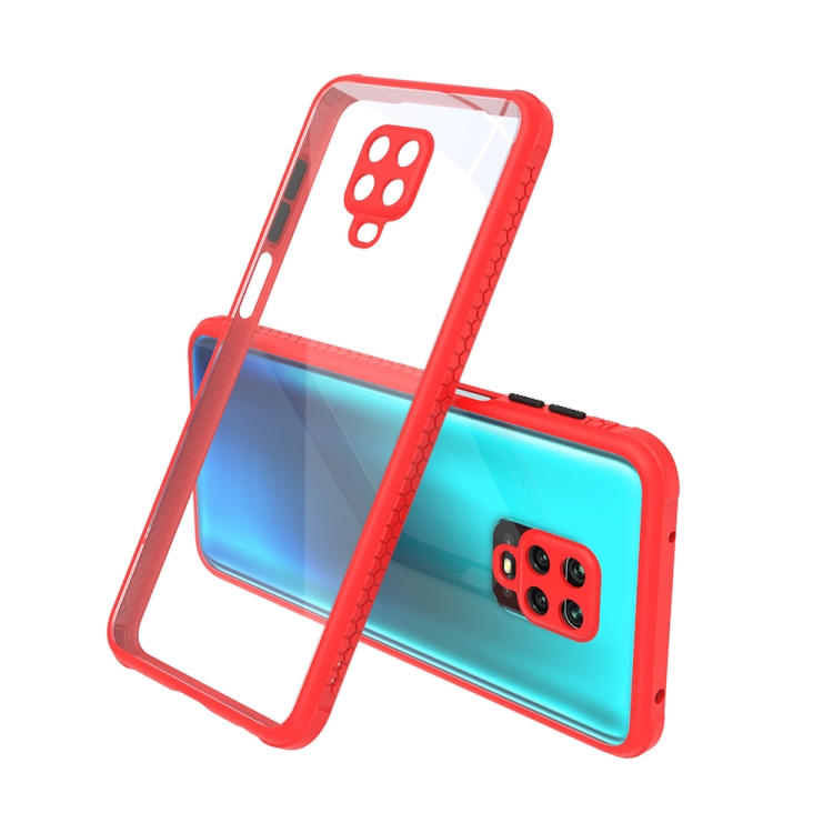 

For Xiaomi Redmi Note 9 Pro Tire Side Texture Contrast Button Shockproof PC + TPU Phone Protective Case(Red)