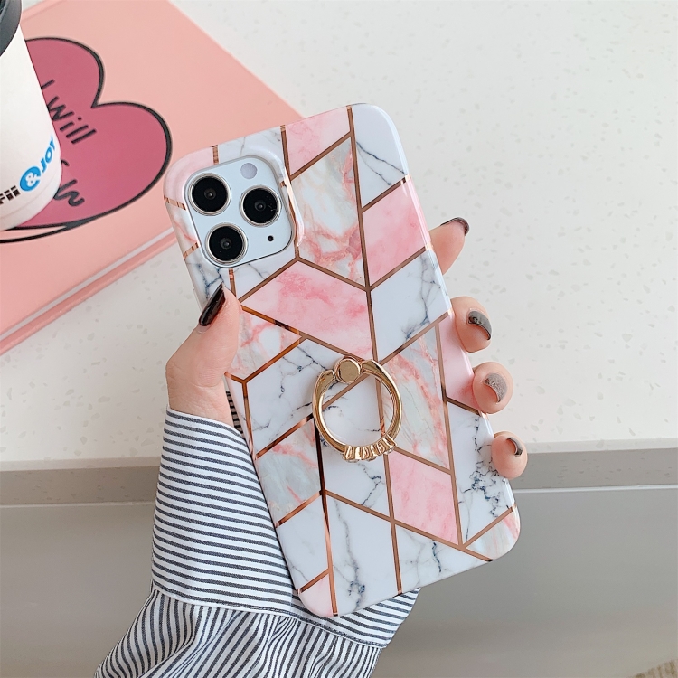 

Plating Marble Pattern Soft TPU Protective Case with Ring Holder For iPhone 11 Pro(Irregular)