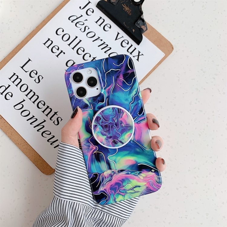 

Laser Marble Pattern TPU Protective Case with Folding Holder For iPhone 11(Fantasy)