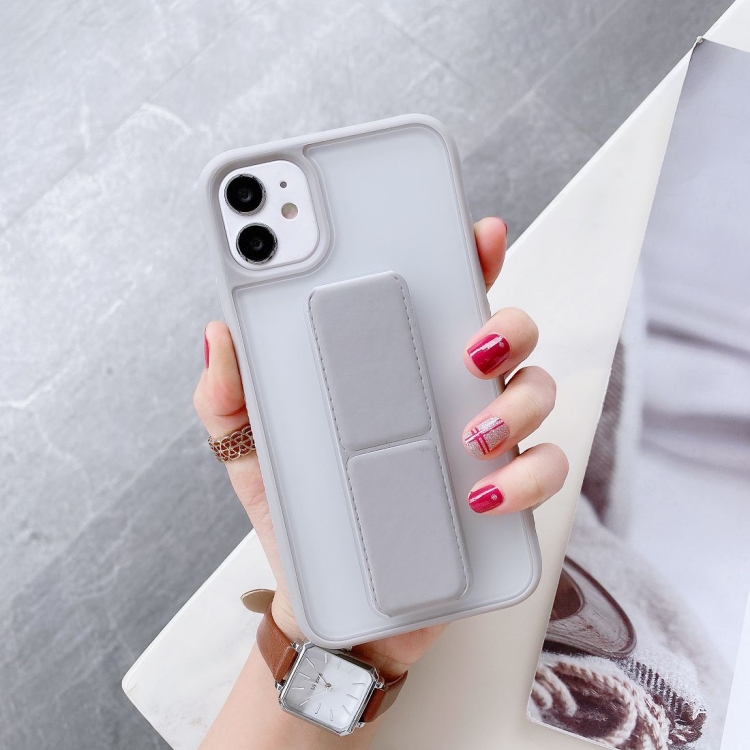 

Transparent Shockproof Matte Protective Case with Wristband & Holder For iPhone 12 Pro Max(Gray)