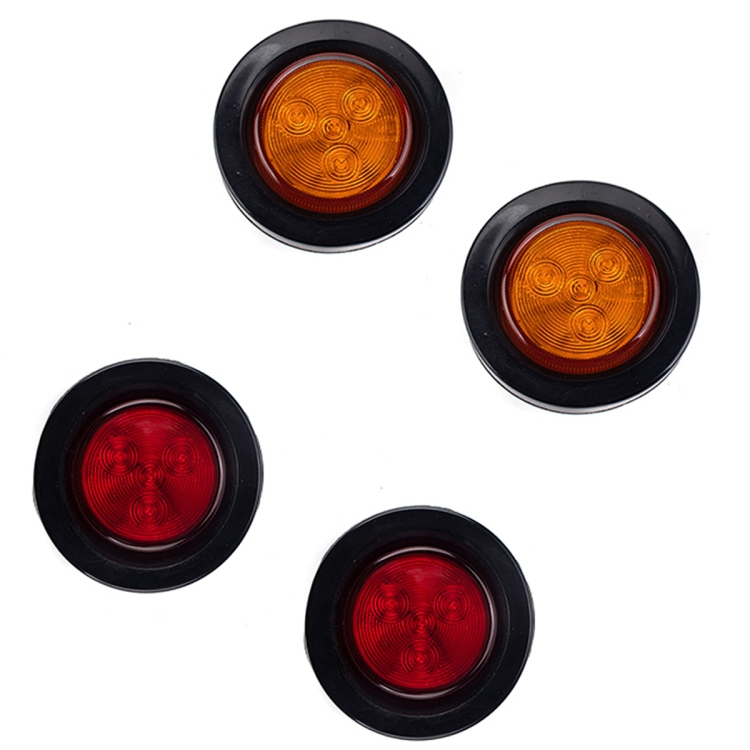 

4 PCS Truck Trailer Red & Amber LED 2 inch Round Side Marker Clearance Tail Light Kits with Heat Shrink Tube
