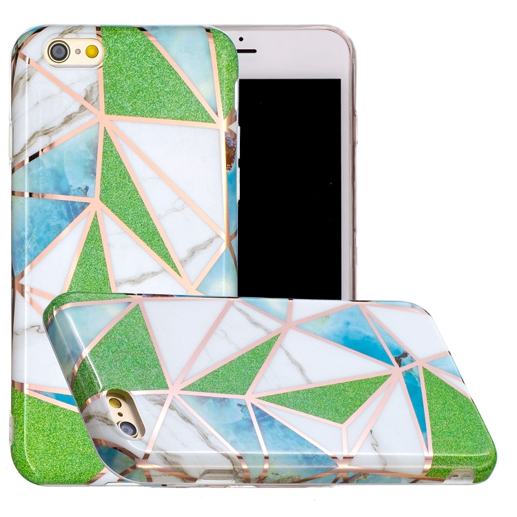 

Full Plating Splicing Gilding Protective Case For iPhone 6 / 6s(Green Triangle Body Color Matching)