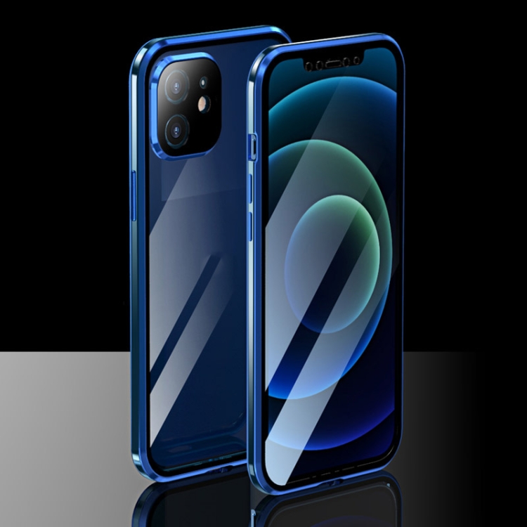 

Electroplating Frame Double Sides Tempered Glass Magnetic Adsorption Case For iPhone 12 mini(Blue)