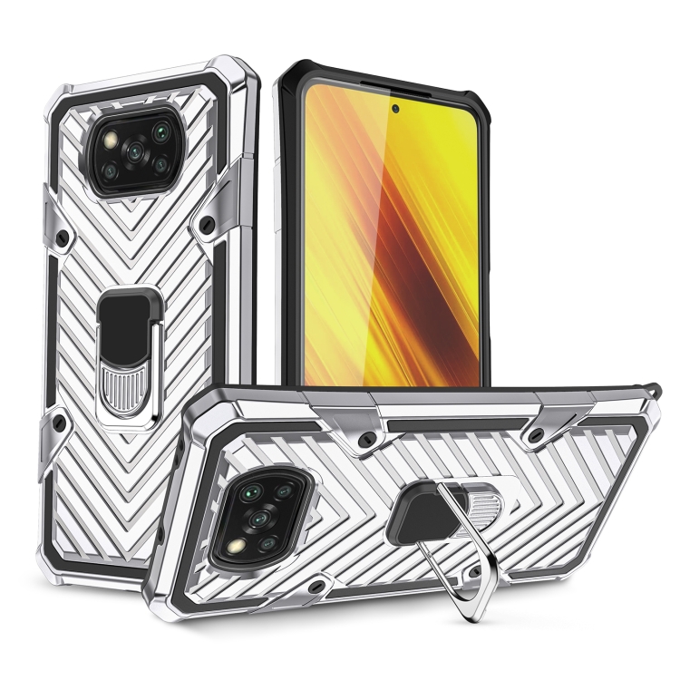 

For Xiaomi Poco X3 NFC Cool Armor PC + TPU Shockproof Case with 360 Degree Rotation Ring Holder(Silver)