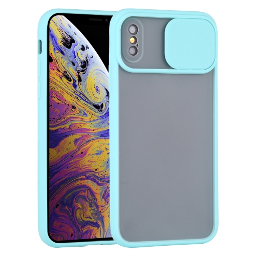 

Sliding Camera Cover Design TPU Protective Case For iPhone XS / X(Sky Blue)