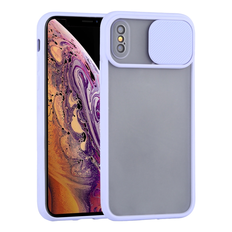 

Sliding Camera Cover Design TPU Protective Case For iPhone XS Max(Purple)