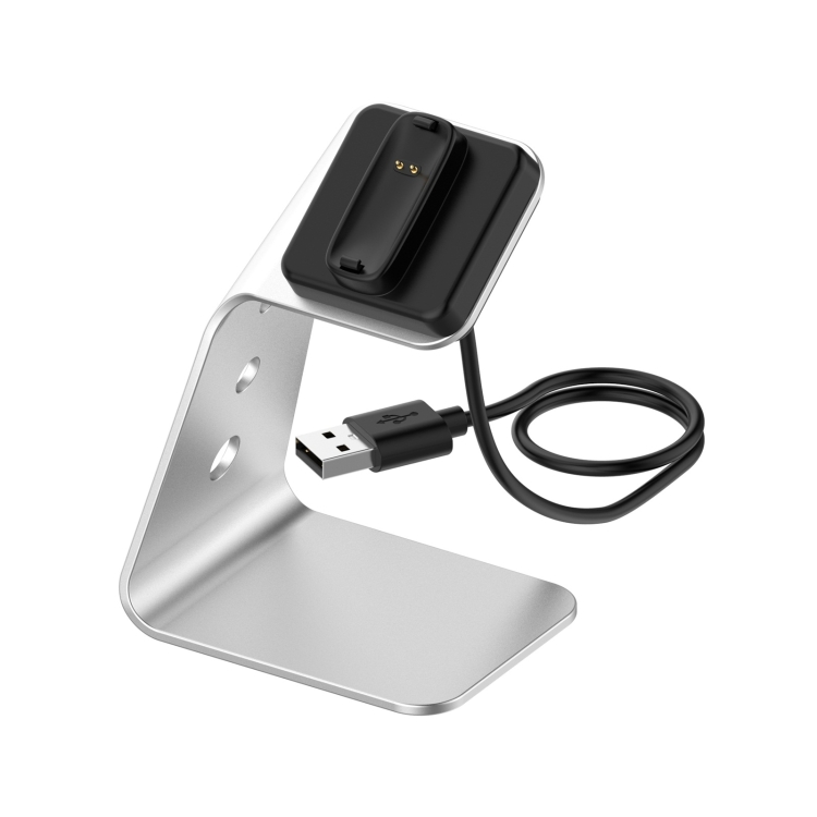 

For Fitbit Inspire 2 Aluminum Alloy Charger Holder with Chip Protection, Support Fast Charging(Silver)