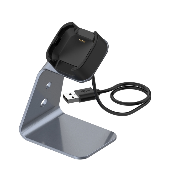 

For Fitbit Versa / Versa Lite / Versa SE Universal Aluminum Alloy Charger Holder with Chip Protection, Support Fast Charging(Grey)