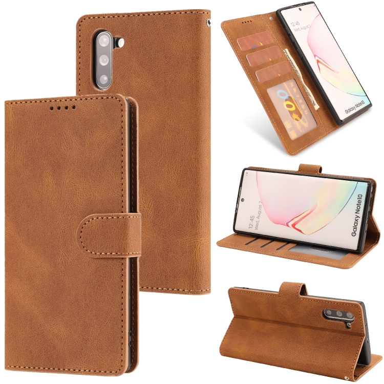 

For Samsung Galaxy Note10 Fantasy Classic Skin-feel Calfskin Texture Magnetic Buckle Horizontal Flip PU Leather Case with Holder & Card Slot & Wallet(Brown)