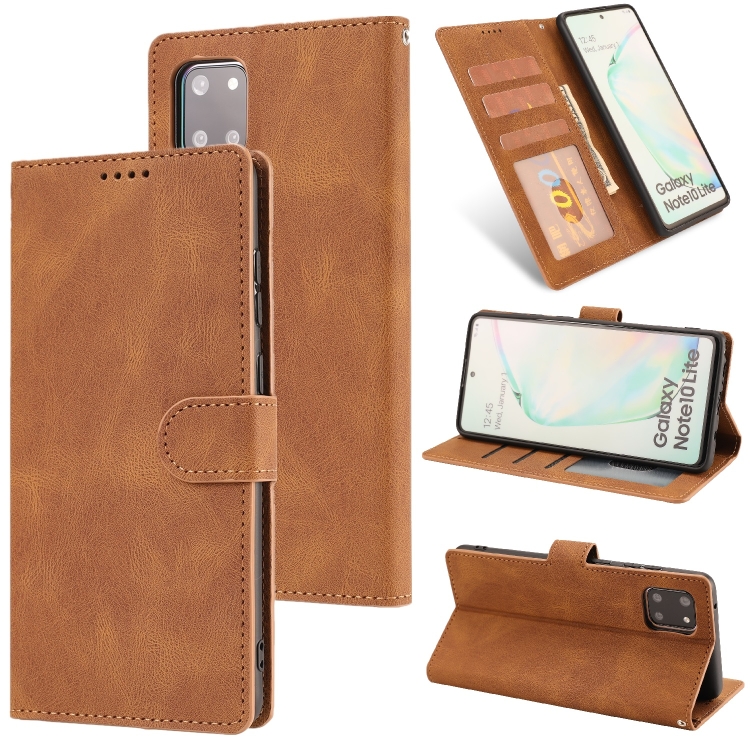 

For Samsung Galaxy Note 10 Lite Fantasy Classic Skin-feel Calfskin Texture Magnetic Buckle Horizontal Flip PU Leather Case with Holder & Card Slot & Wallet(Brown)