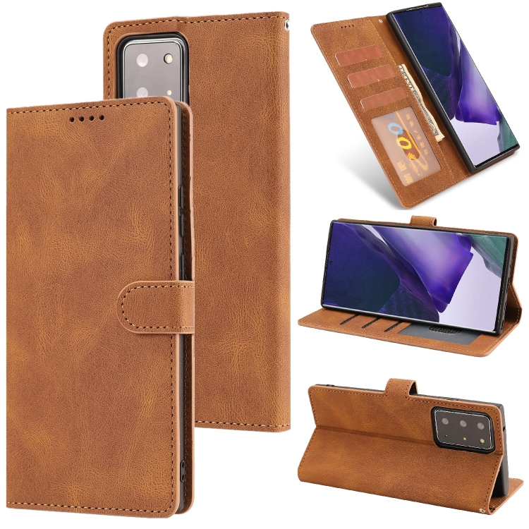 

For Samsung Galaxy Note20 Ultra Fantasy Classic Skin-feel Calfskin Texture Magnetic Buckle Horizontal Flip PU Leather Case with Holder & Card Slot & Wallet(Brown)