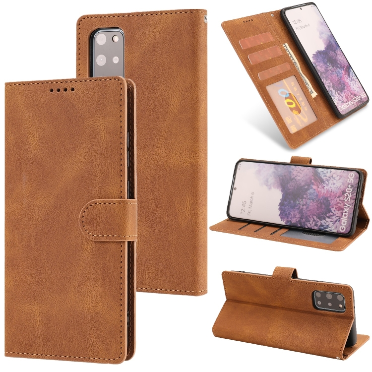 

For Samsung Galaxy S20+ Fantasy Classic Skin-feel Calfskin Texture Magnetic Buckle Horizontal Flip PU Leather Case with Holder & Card Slot & Wallet(Brown)