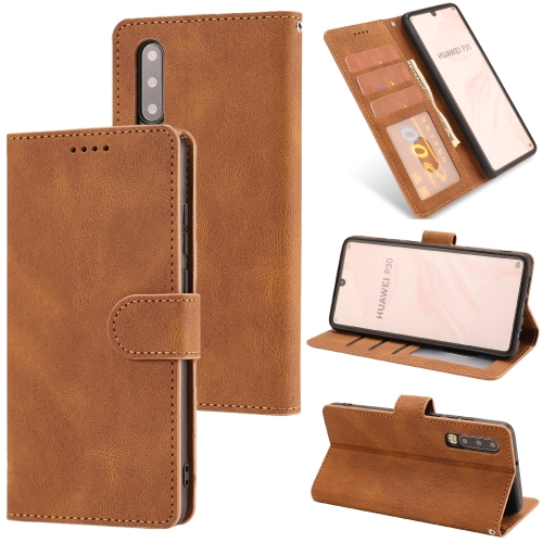

For Huawei P30 Fantasy Classic Skin-feel Calfskin Texture Magnetic Buckle Horizontal Flip PU Leather Case with Holder & Card Slot & Wallet(Brown)