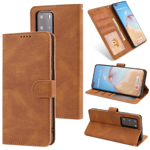 

For Huawei P40 Pro Fantasy Classic Skin-feel Calfskin Texture Magnetic Buckle Horizontal Flip PU Leather Case with Holder & Card Slot & Wallet(Brown)
