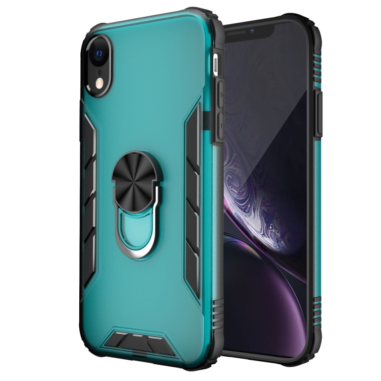 

Magnetic Frosted PC + Matte TPU Shockproof Case with Ring Holder For iPhone XR(Glistening Green)