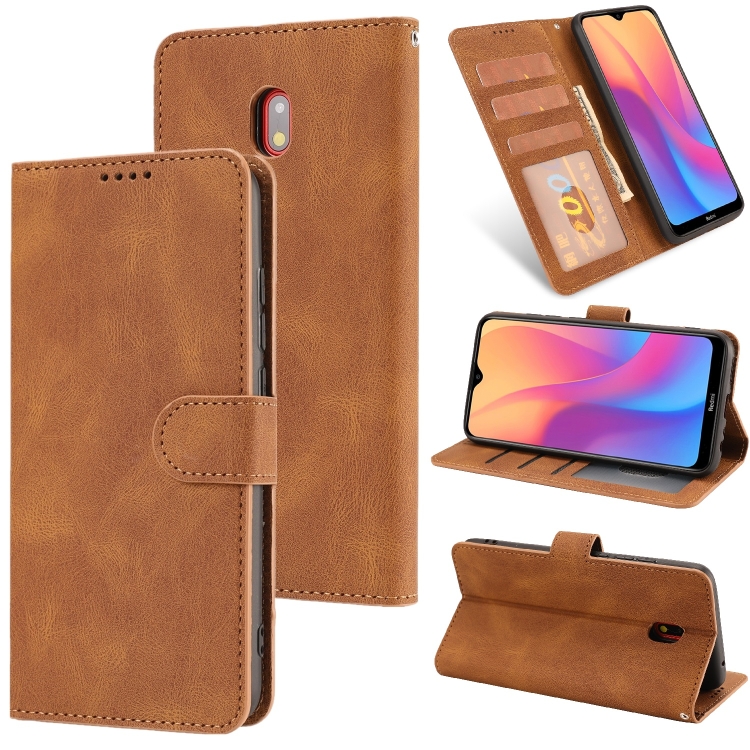 

For Xiaomi Redmi 8A Fantasy Classic Skin-feel Calfskin Texture Magnetic Buckle Horizontal Flip PU Leather Case with Holder & Card Slot & Wallet(Brown)