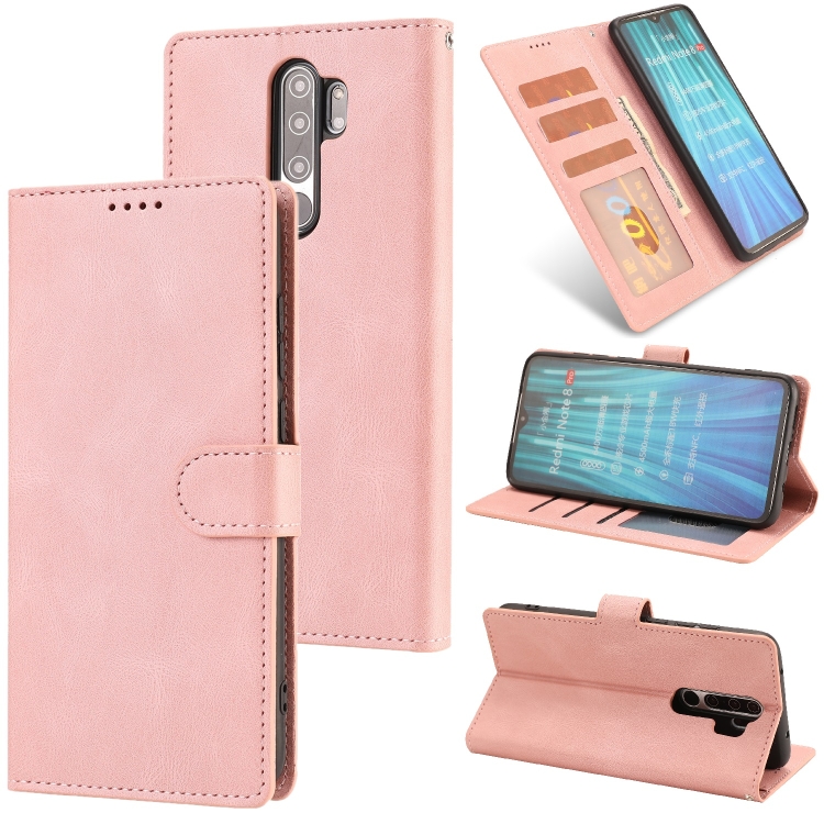 

For Xiaomi Redmi Note 8 Pro Fantasy Classic Skin-feel Calfskin Texture Magnetic Buckle Horizontal Flip PU Leather Case with Holder & Card Slot & Wallet(Rose Gold)