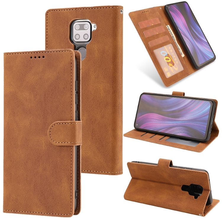 

For Xiaomi Redmi Note 9 Fantasy Classic Skin-feel Calfskin Texture Magnetic Buckle Horizontal Flip PU Leather Case with Holder & Card Slot & Wallet(Brown)