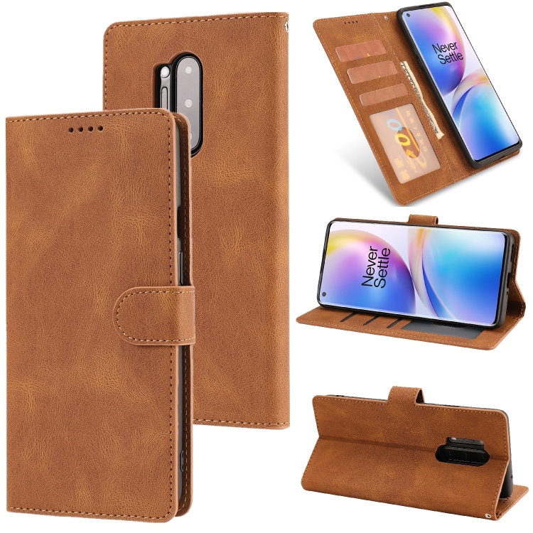 

For OnePlus 8 Pro Fantasy Classic Skin-feel Calfskin Texture Magnetic Buckle Horizontal Flip PU Leather Case with Holder & Card Slot & Wallet(Brown)