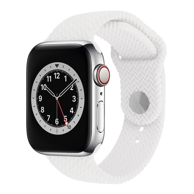 

Woven Pattern Silicone Snap Watchband For Apple Watch Series 6 & SE & 5 & 4 40mm / 3 & 2 & 1 38mm(White)