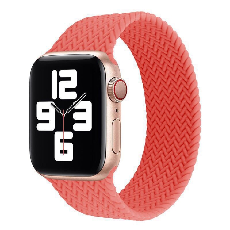 

Single-turn Woven Pattern Silicone Watchband For Apple Watch Series 6 & SE & 5 & 4 40mm / 3 & 2 & 1 38mm, Size:L(Watermelon Red)