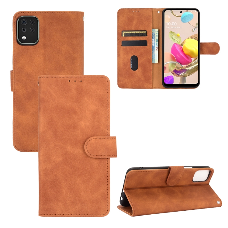 

For LG K42 Solid Color Skin Feel Magnetic Buckle Horizontal Flip Calf Texture PU Leather Case with Holder & Card Slots & Wallet(Brown)