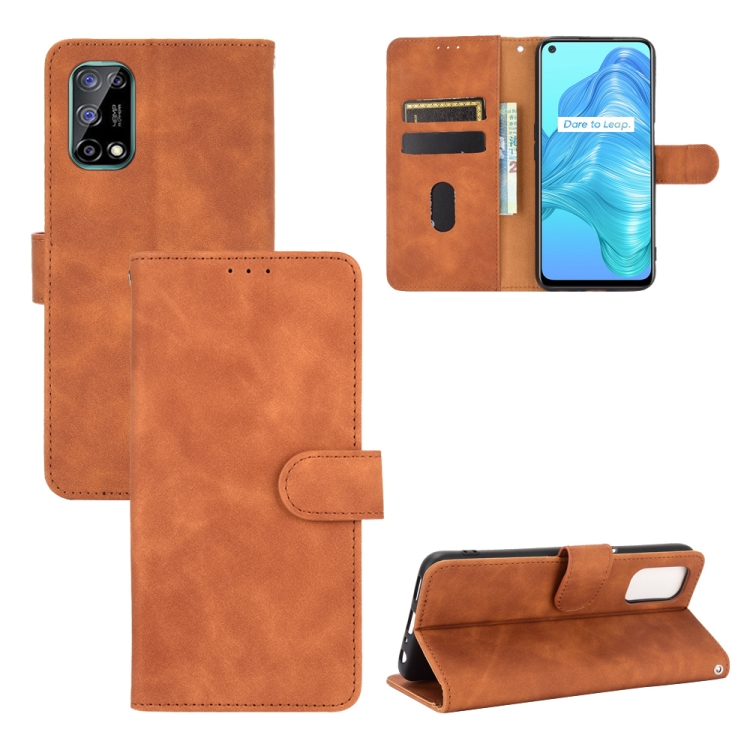 

For OPPO Realme V5 / Realme Q2 Solid Color Skin Feel Magnetic Buckle Horizontal Flip Calf Texture PU Leather Case with Holder & Card Slots & Wallet(Brown)