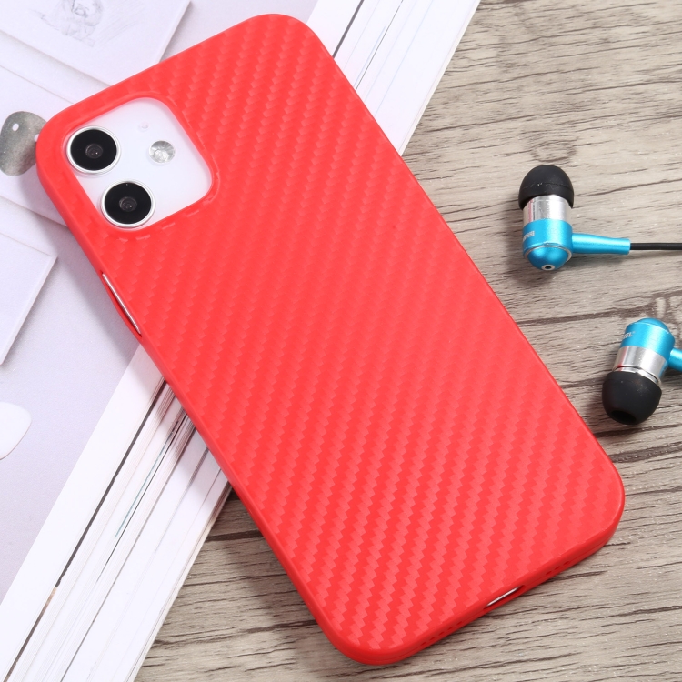 

Carbon Fiber Texture PP Protective Case For iPhone 12 mini(Red)