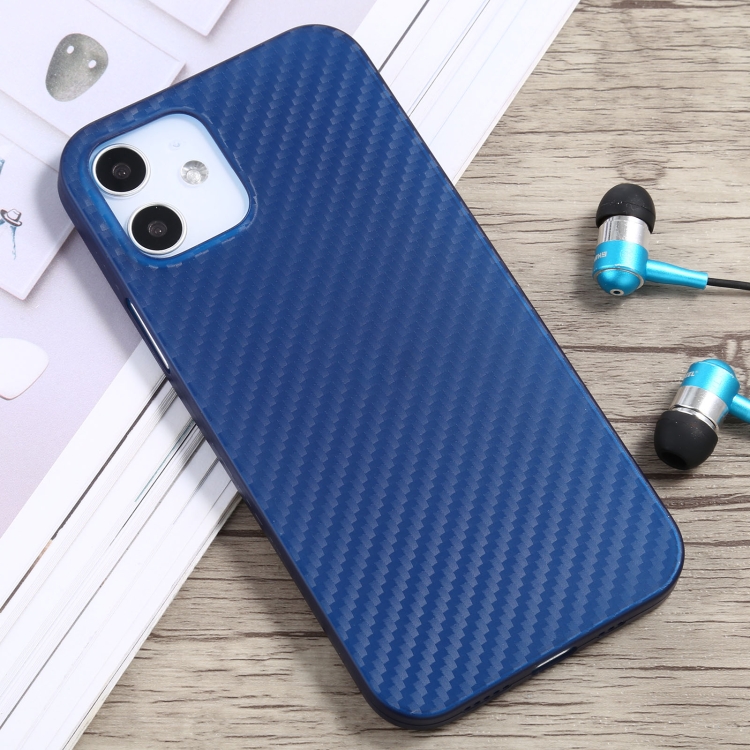 

Carbon Fiber Texture PP Protective Case For iPhone 12 mini(Blue)