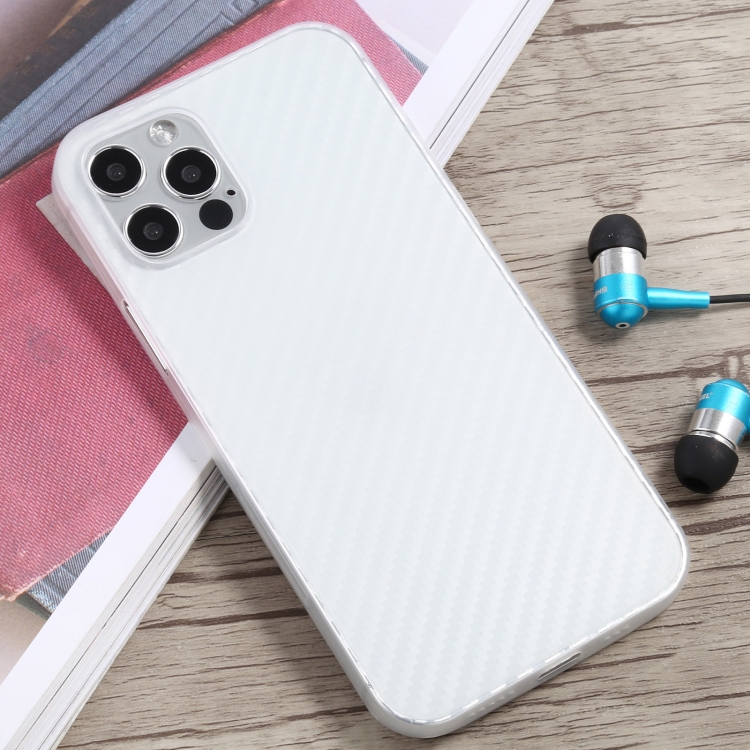 

Carbon Fiber Texture PP Protective Case For iPhone 12 Pro Max(White)