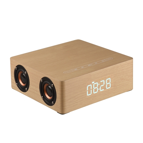 

Q5C Multifunctional Wooden Touch Clock Display Bluetooth Speaker, Support TF Card & U Disk & 3.5mm AUX(Yellow Wood)