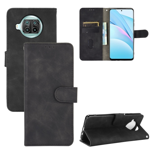 

For Xiaomi Mi 10T Lite 5G Solid Color Skin Feel Magnetic Buckle Horizontal Flip Calf Texture PU Leather Case with Holder & Card Slots & Wallet(Black)