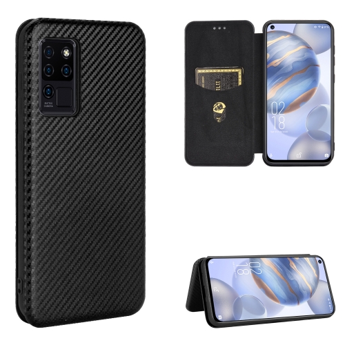 

For Oukitel C21 Carbon Fiber Texture Magnetic Horizontal Flip TPU + PC + PU Leather Case with Card Slot(Black)