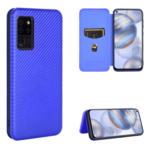 

For Oukitel C21 Carbon Fiber Texture Magnetic Horizontal Flip TPU + PC + PU Leather Case with Card Slot(Blue)