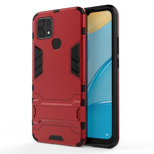 

For OPPO A15 Shockproof PC + TPU Protective Case with Hidden Holder(Red)