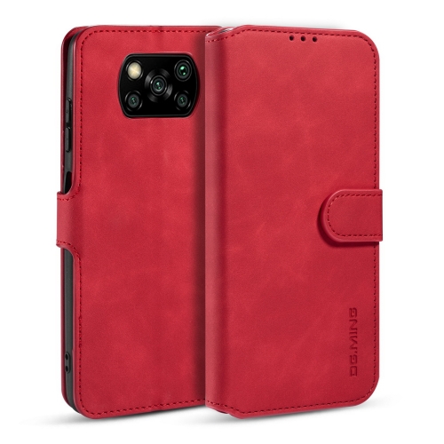 

For Xiaomi Poco X3 NFC DG.MING Retro Oil Side Horizontal Flip Case with Holder & Card Slots & Wallet(Red)