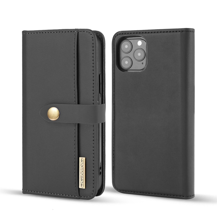 

DG.MING Lambskin Detachable Horizontal Flip Magnetic Case For iPhone 12 / 12 Pro(Black)