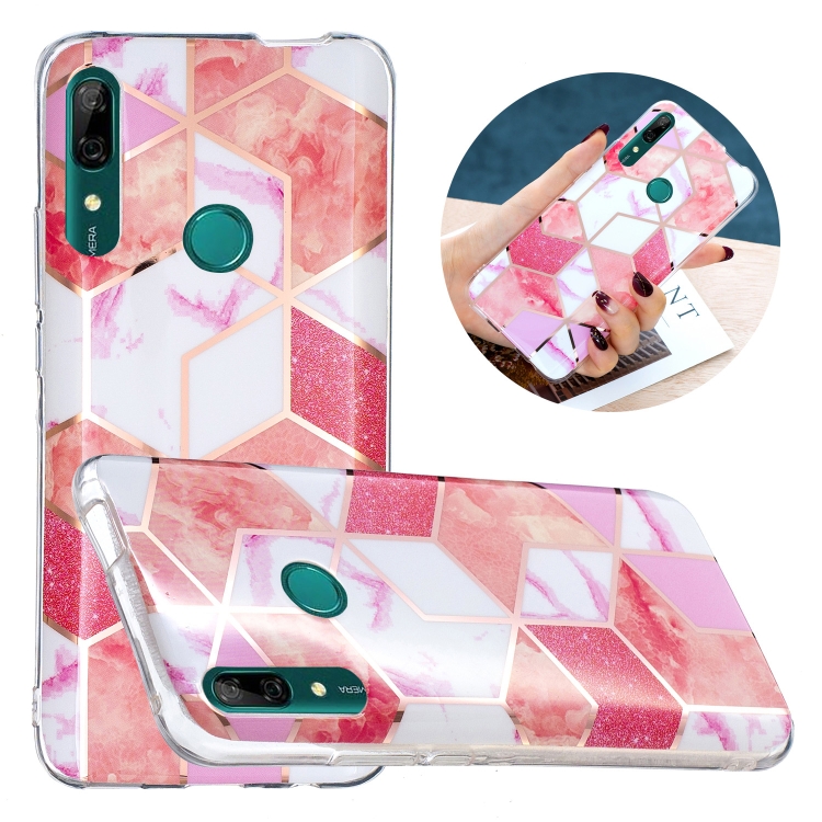 

For Huawei P Smart Z Flat Plating Splicing Gilding Protective Case(Cherry Glitter Color Matching)