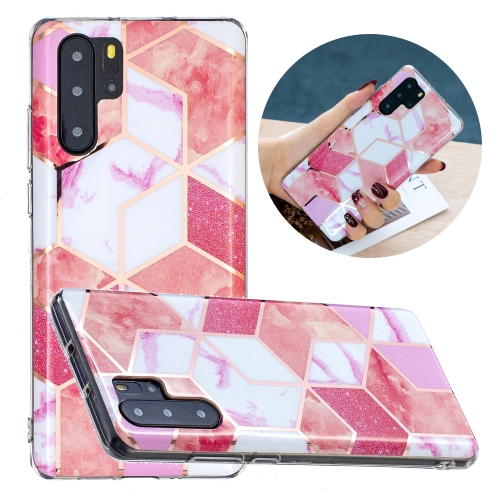 

For Huawei P30 Pro Flat Plating Splicing Gilding Protective Case(Cherry Glitter Color Matching)