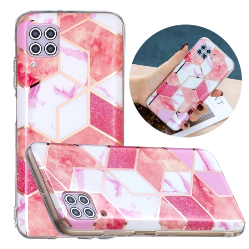 

For Huawei P40 Lite Flat Plating Splicing Gilding Protective Case(Cherry Glitter Color Matching)