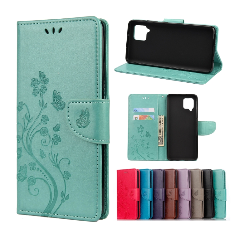 

For Samsung Galaxy A42 5G Butterfly Flower Pattern Horizontal Flip Leather Case with Holder & Card Slots & Wallet(Green)