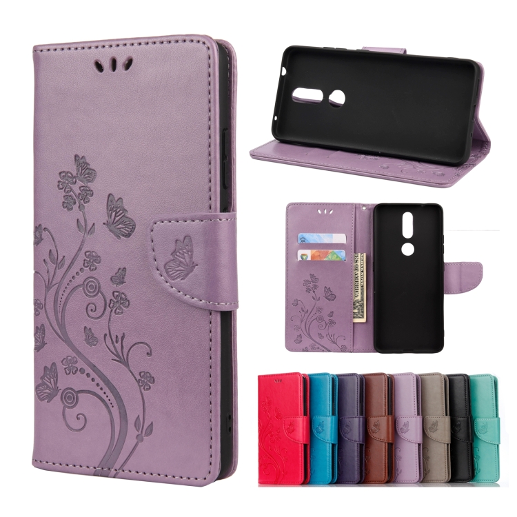 

For Nokia 2.4 Butterfly Flower Pattern Horizontal Flip Leather Case with Holder & Card Slots & Wallet(Light Purple)