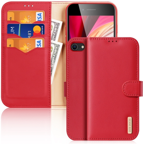 

DUX DUCIS Hivo Series Cowhide + PU + TPU Leather Horizontal Flip Case with Holder & Card Slots For iPhone SE 2020 & 8 & 7(Red)